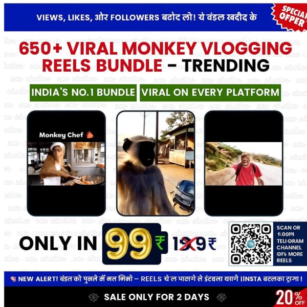🐒 650+ Monkey Vlog Reels Bundle